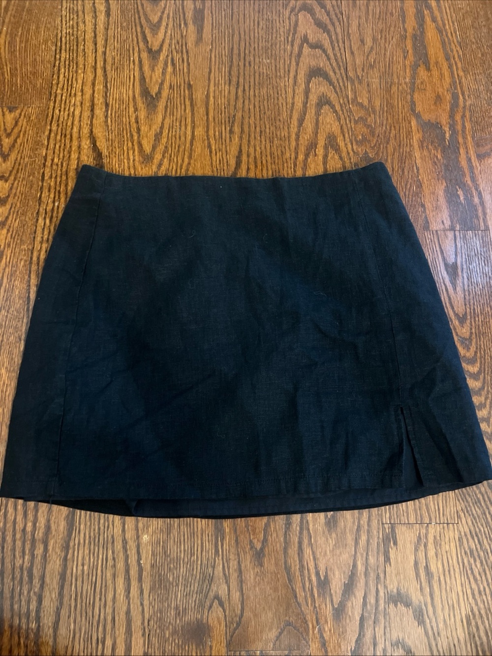 Forever 21 Linen Mini Skirt Size Large Black Zip Up